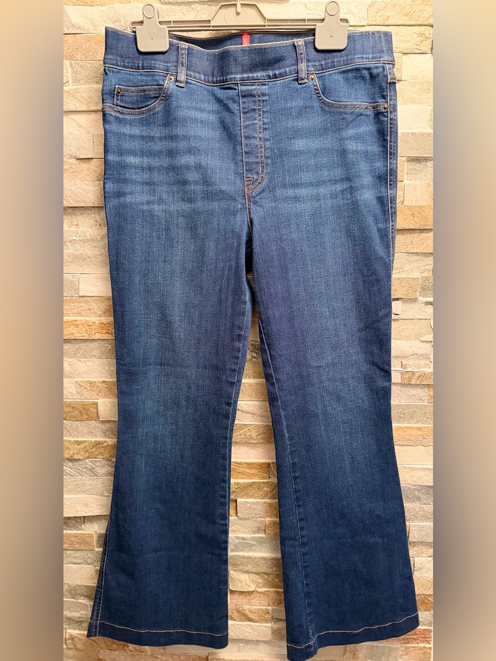 SPANX Dark Blue High-Rise Flare Jeans - Picture 2 of 13